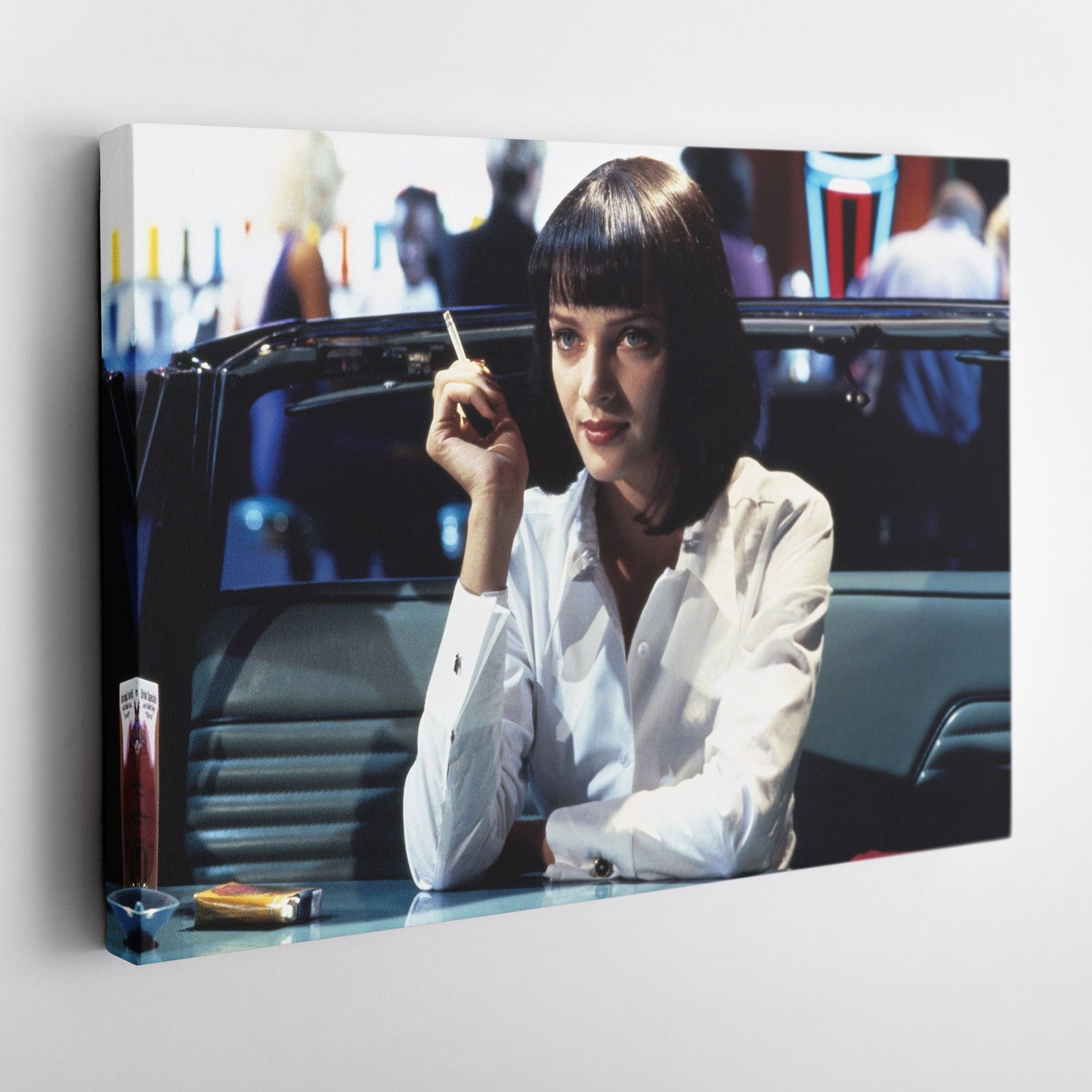 Pulp Fiction Uma Thurman Smoking Canvas Art – Legendary Movie Moment Decor