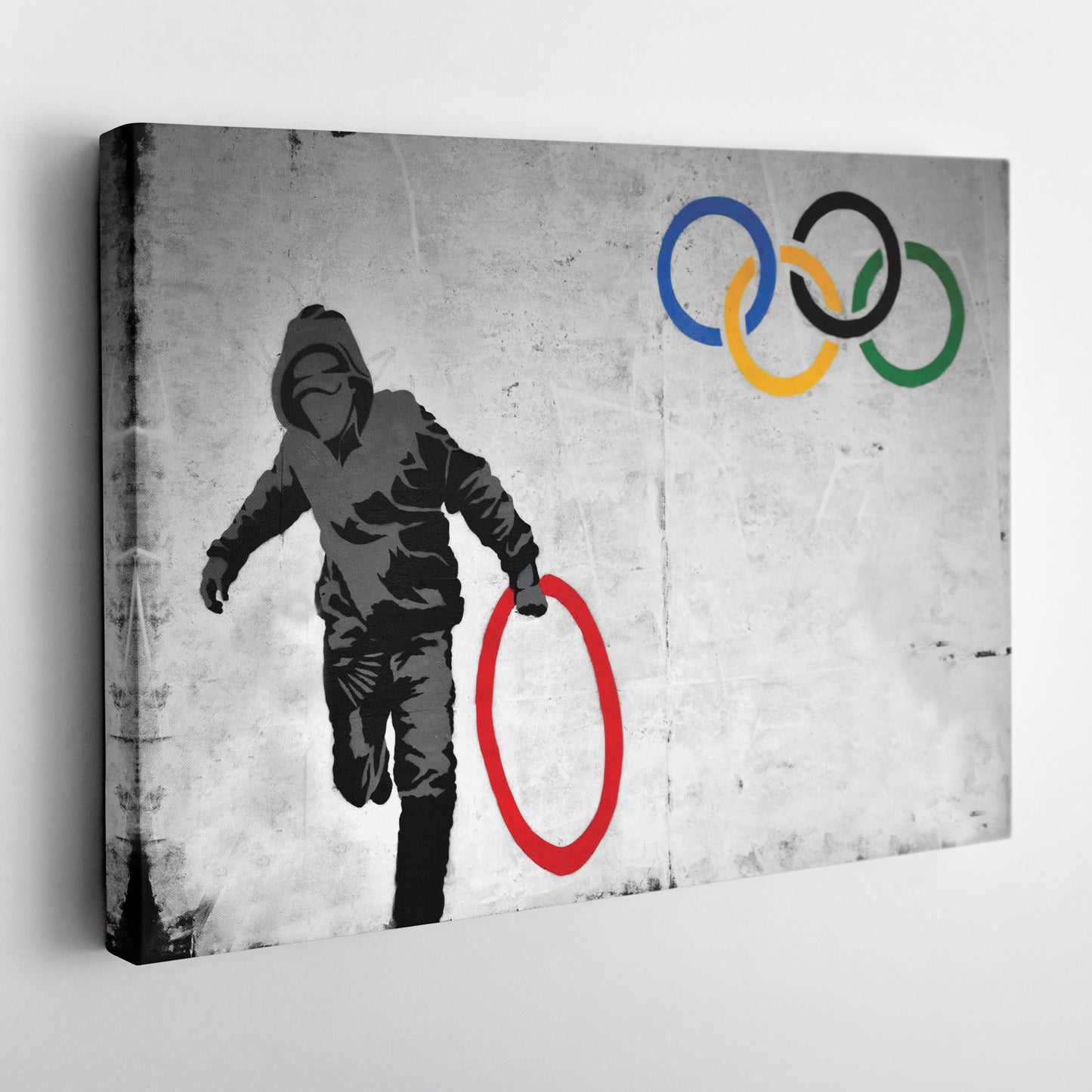 Banksy 'Olympic Ring' Canvas Print - Framed Wall Art