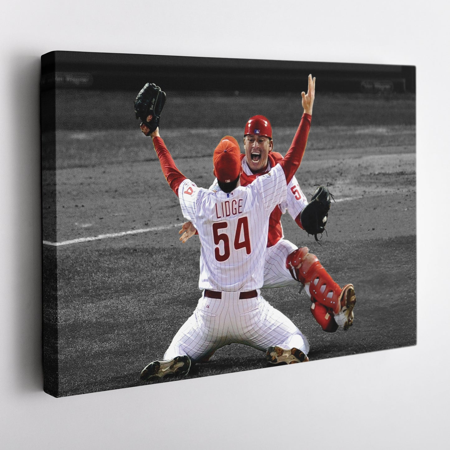 Brad Lidge & Carlos Ruiz Celebrate World Series Victory Canvas Wall Art Decor - MLB Sports Poster