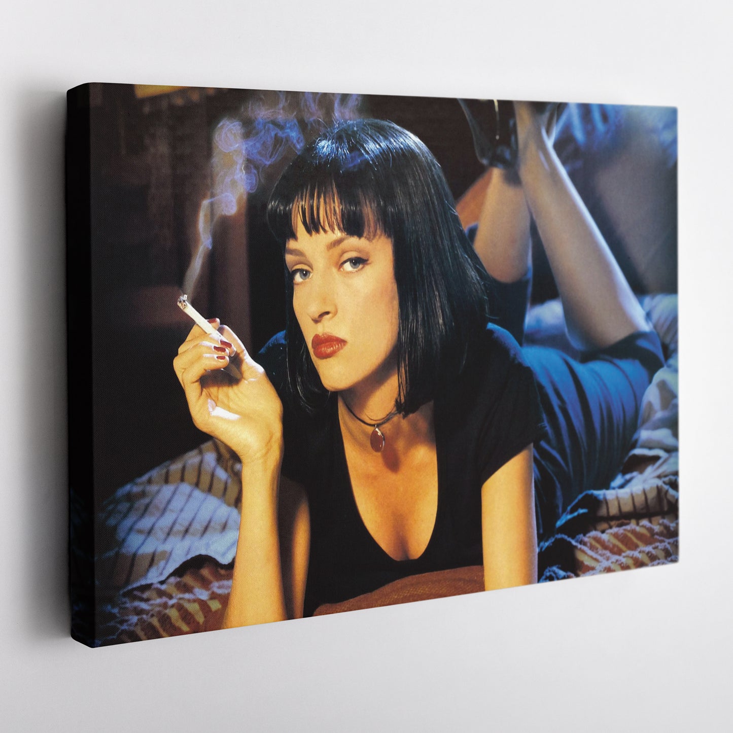 Uma Thurman Smoking Pulp Fiction Canvas Art – Legendary Movie Star Decor