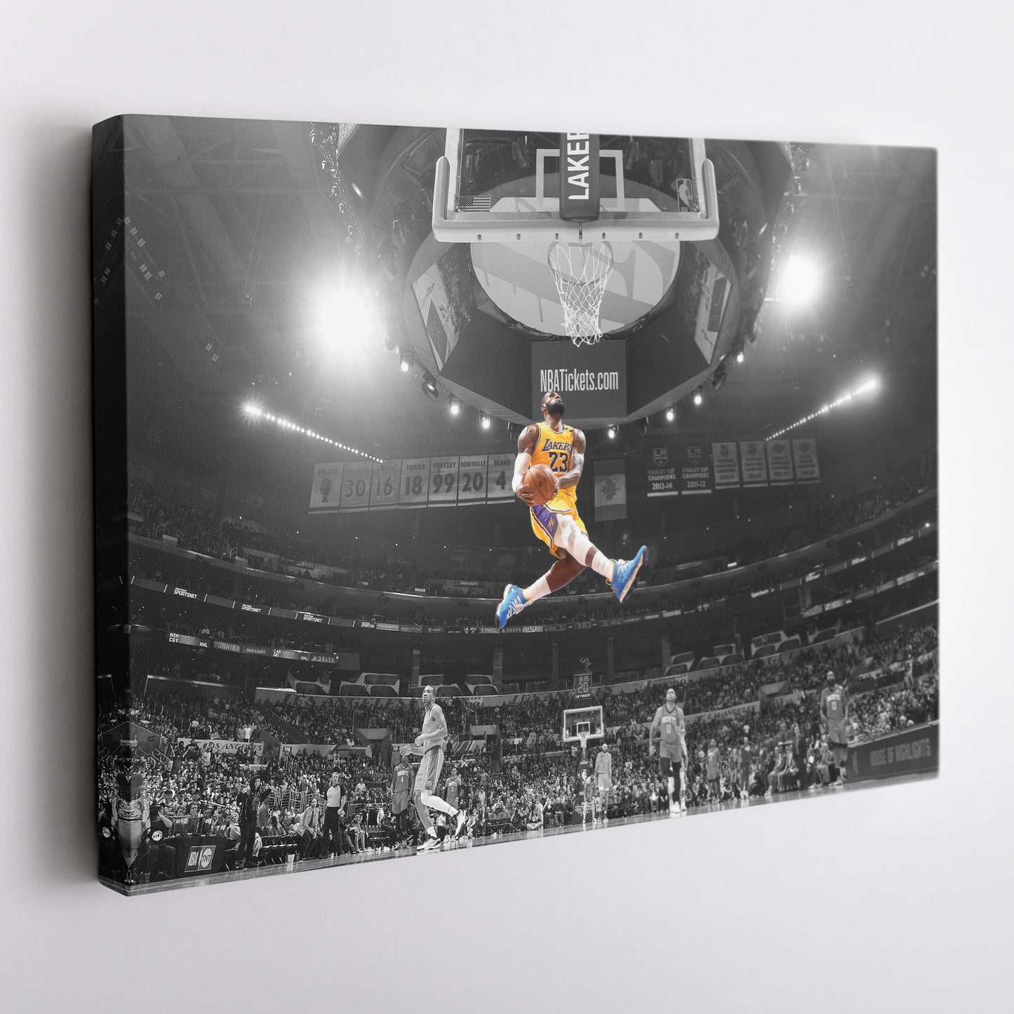 LeBron James Dunk Basketball Canvas Wall Art – NBA King in Action