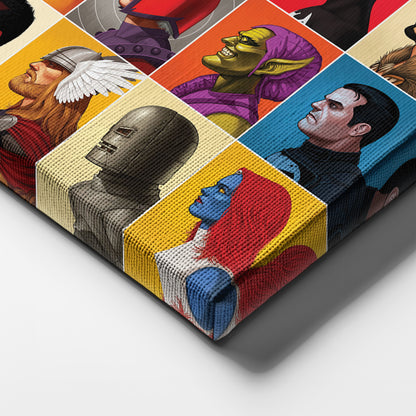 Marvel Headshots Canvas Art - Comic Book Hero Wall Decor
