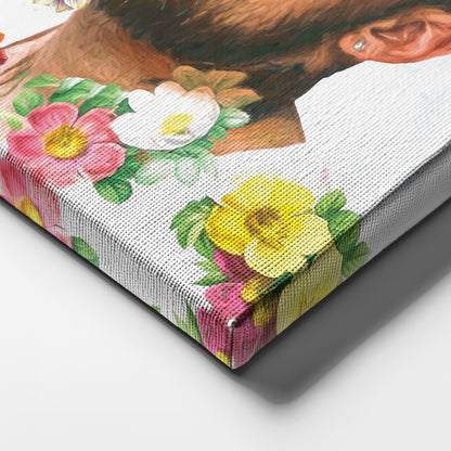 Mac Miller Floral Face Canvas Poster – Wall Art Framed Decor