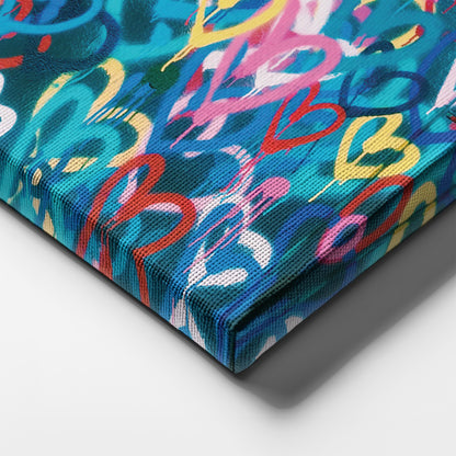 Banksy 'Love Hearts' Graffiti Canvas Print - Framed Wall Art