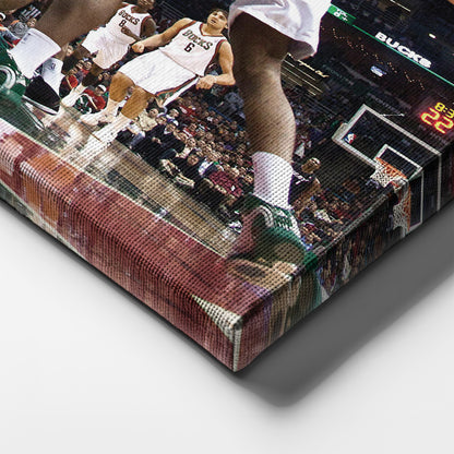 Dwayne Wade and LeBron James Dunk Canvas Wall Art – NBA Action Poster