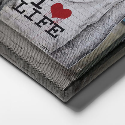 Banksy 'I Love Life' Canvas Print - Framed Wall Art
