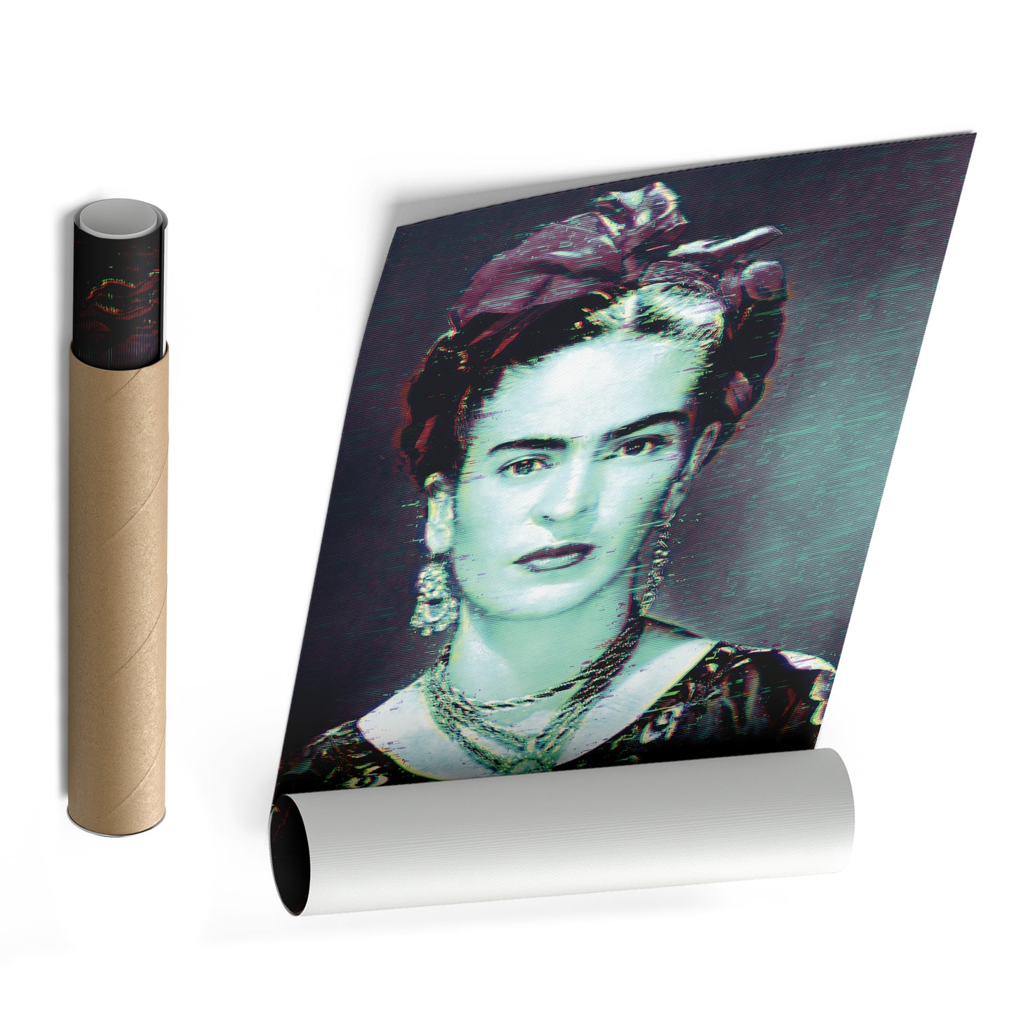 Frida Kahlo Glitch Canvas Wall Art – Creative Art Decor for Home