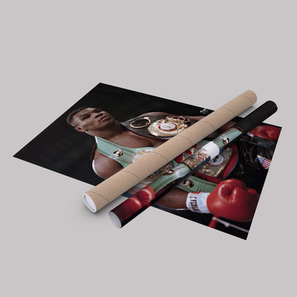 Mike Tyson with Belts Canvas Wall Art – Boxing Champion Home Decor