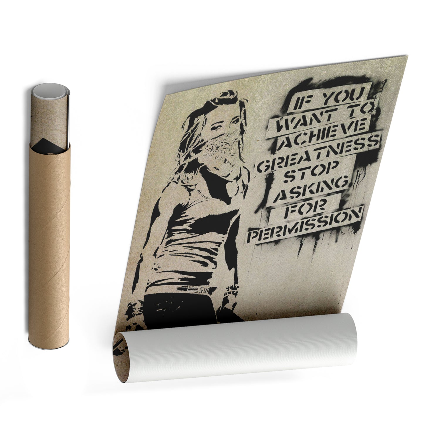 Banksy 'Girl with Quote' Canvas Print - Framed Wall Art