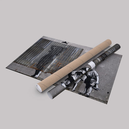 Banksy 'Lady Shower' Canvas Print - Framed Wall Art