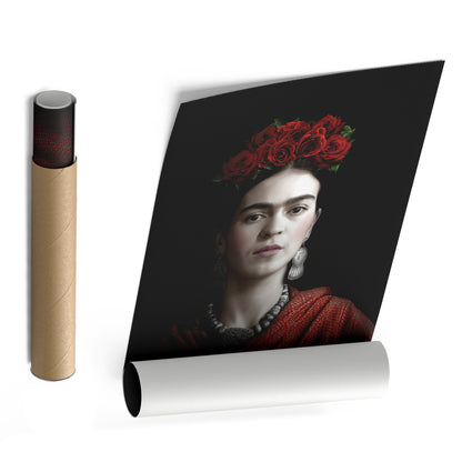 Frida Kahlo Beauty Flower Canvas Wall Art – Artistic Portrait Print