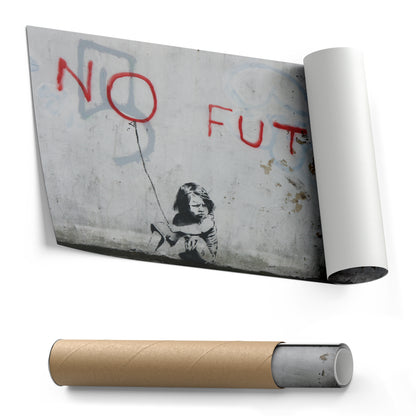 Banksy 'No Future' Street Art Canvas Print - Framed Wall Decor