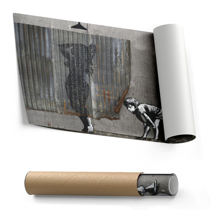 Banksy 'Lady Shower' Canvas Print - Framed Wall Art