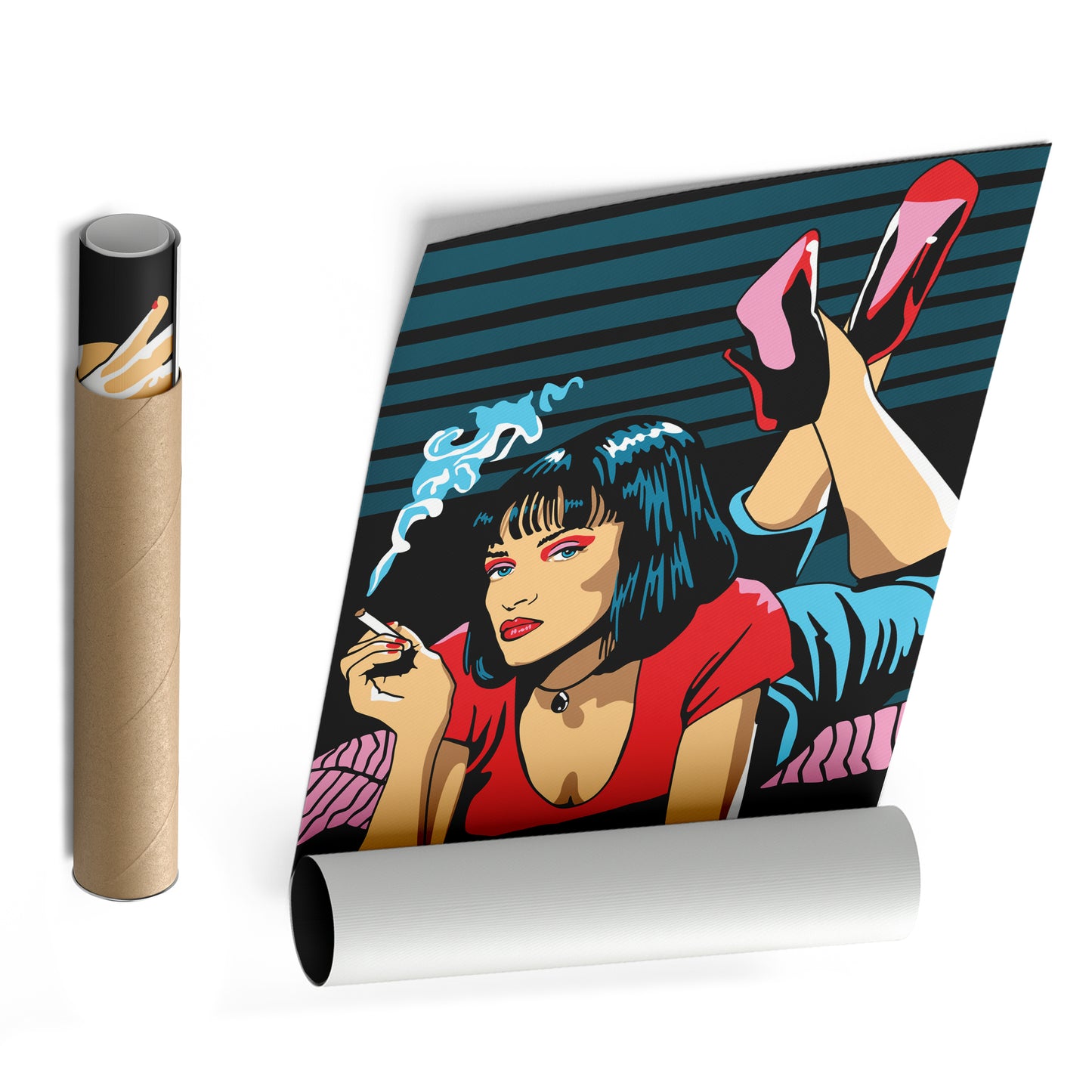 Pulp Fiction Uma Thurman Illustration Canvas Art – Cinematic Art Lovers Decor