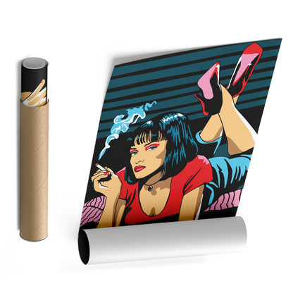 Pulp Fiction Uma Thurman Illustration Canvas Art – Cinematic Art Lovers Decor