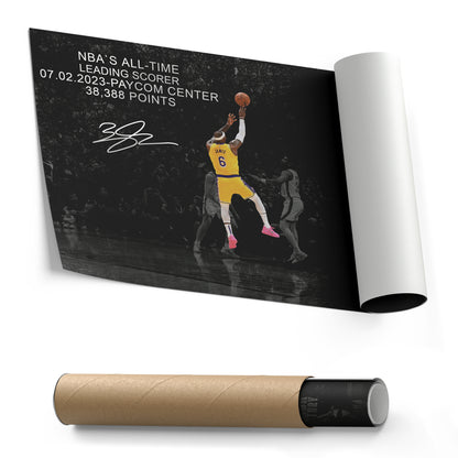 LeBron James All-Time Leading Scorer Canvas Wall Art Decor - NBA Legend Poster