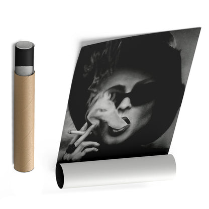 Fight Club Marla Singer Smoking Canvas Wall Art – Movie Scene Poster