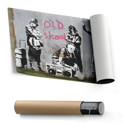 Banksy 'Old School' Canvas Print - Framed Wall Art