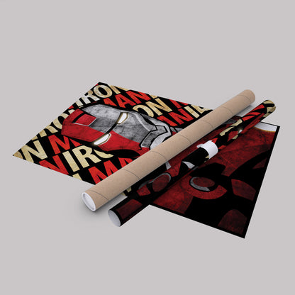 Iron Man Marvel with Background Text - Canvas Wall Art Decor