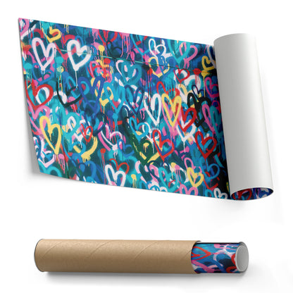 Banksy 'Love Hearts' Graffiti Canvas Print - Framed Wall Art