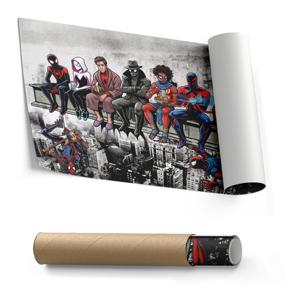 Spider Verse Lunch Atop a Skyscraper Canvas Wall Art