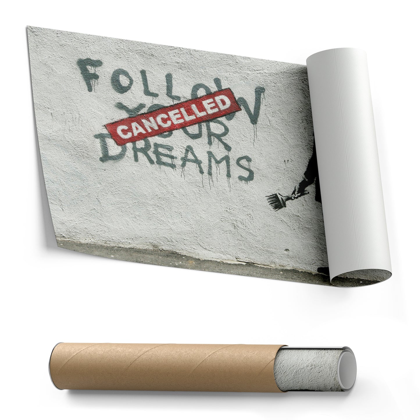 Banksy 'Follow Your Dreams Cancelled' Canvas Print - Framed Wall Art