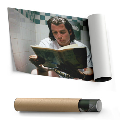 Pulp Fiction Book Reading Canvas Wall Art – Famous Movie Moment Decor
