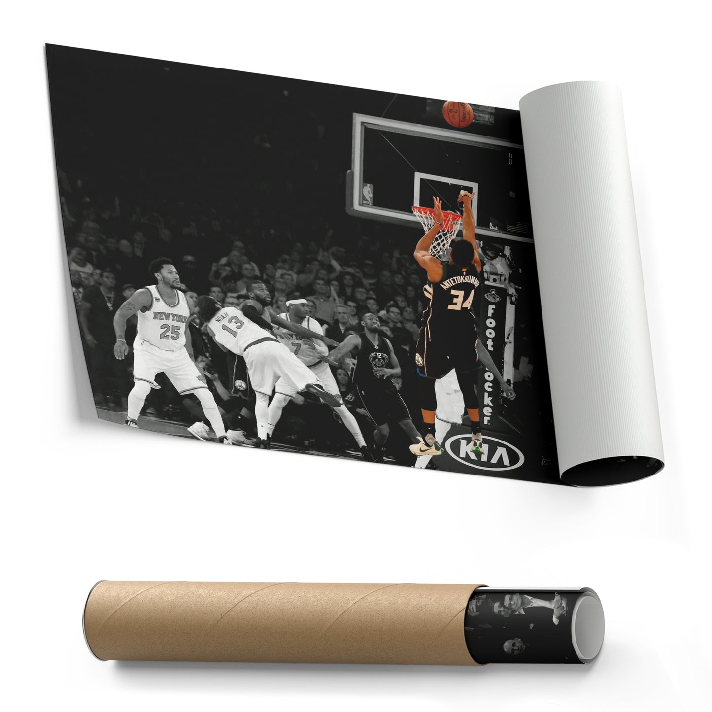 Giannis Antetokounmpo Buzzer Beater vs Knicks Canvas Wall Art Decor - NBA Superstar Art
