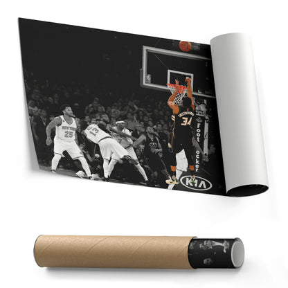 Giannis Antetokounmpo Buzzer Beater vs Knicks Canvas Wall Art Decor - NBA Superstar Art