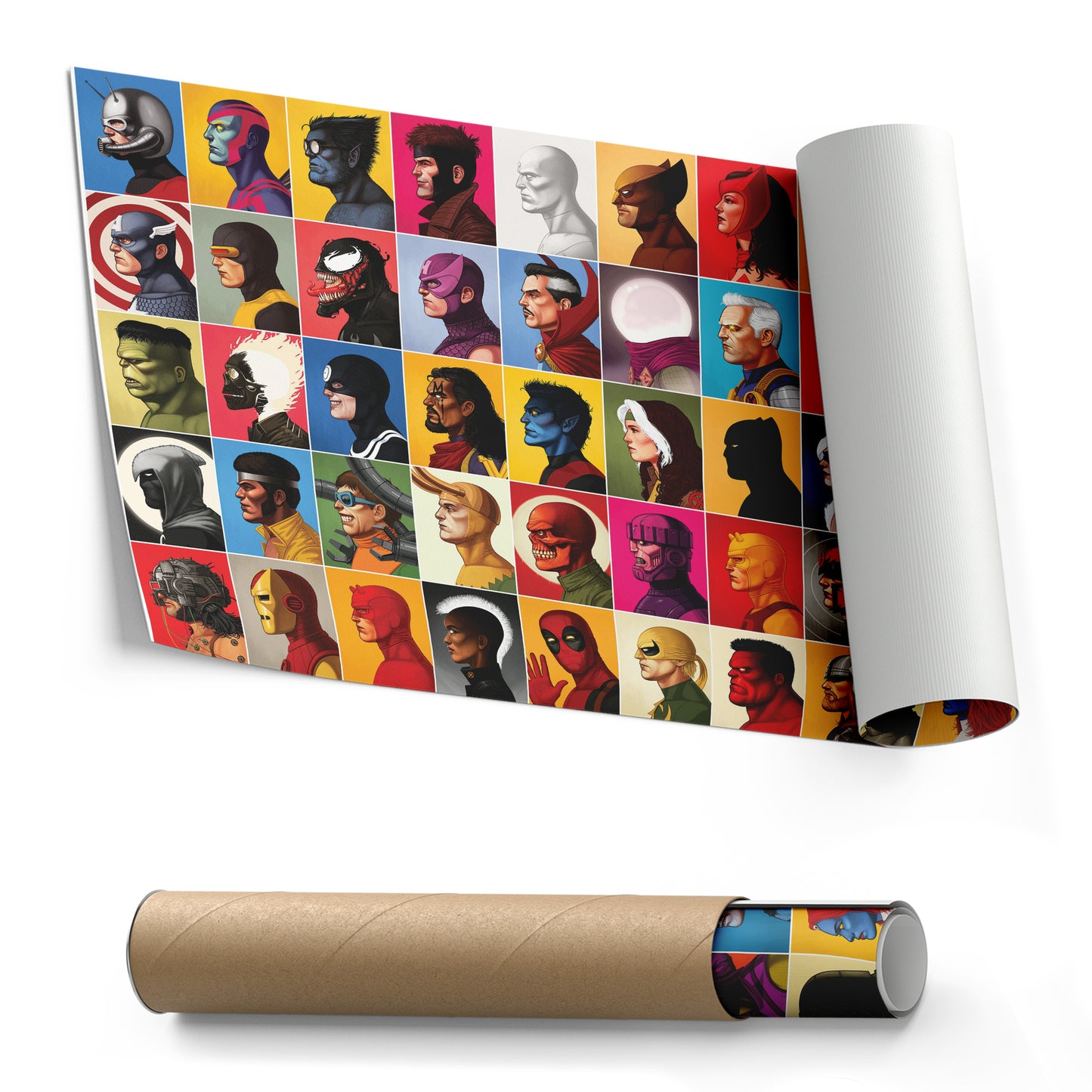 Marvel Headshots Canvas Art - Comic Book Hero Wall Decor