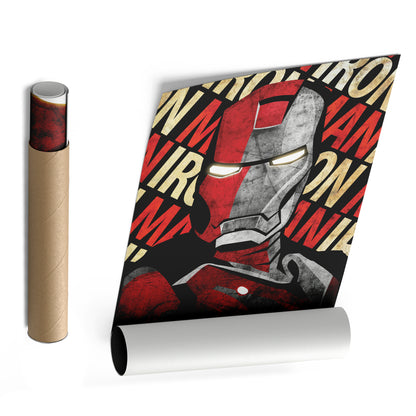 Iron Man Marvel with Background Text - Canvas Wall Art Decor
