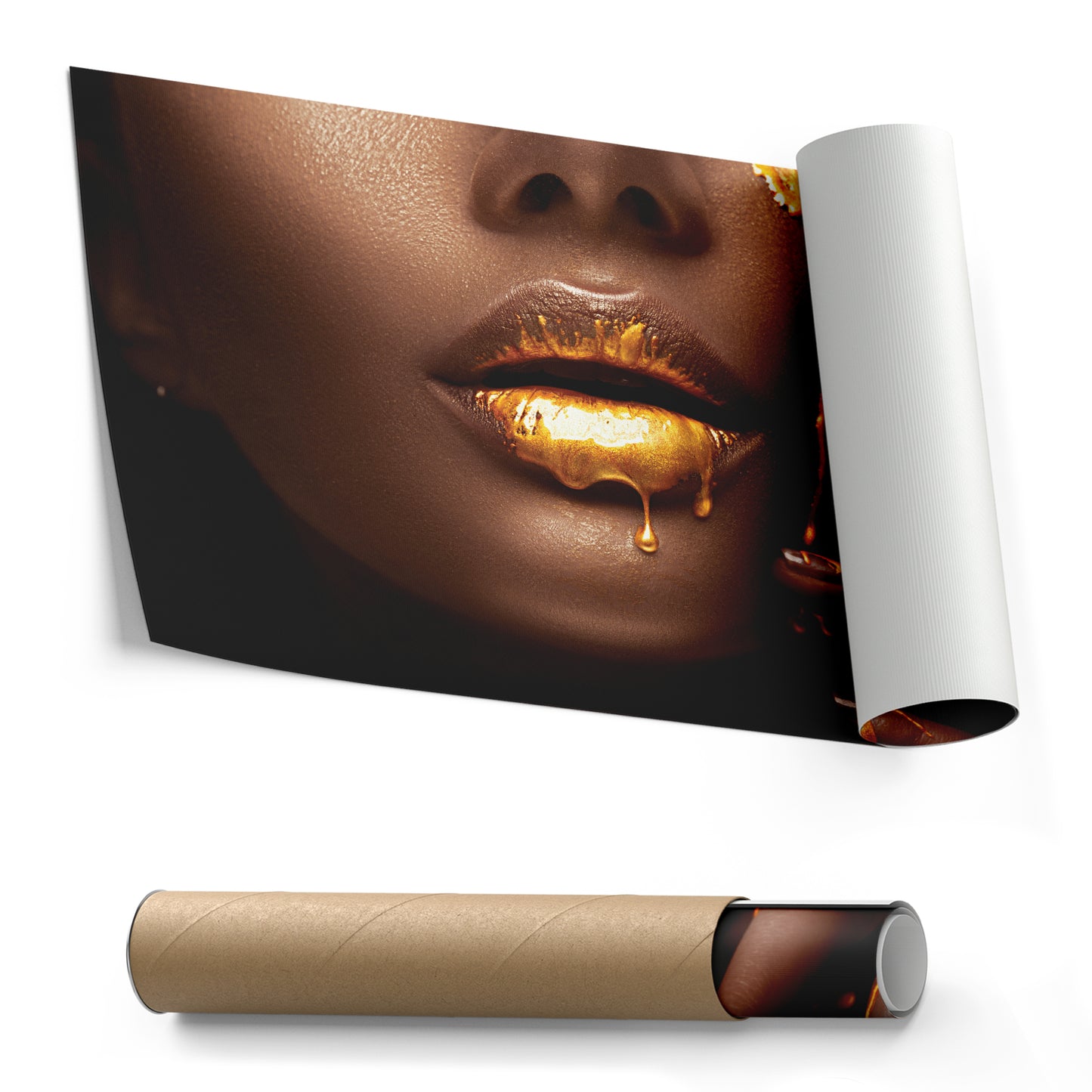 Dripping Gold Lips - Canvas Wall Art Decor