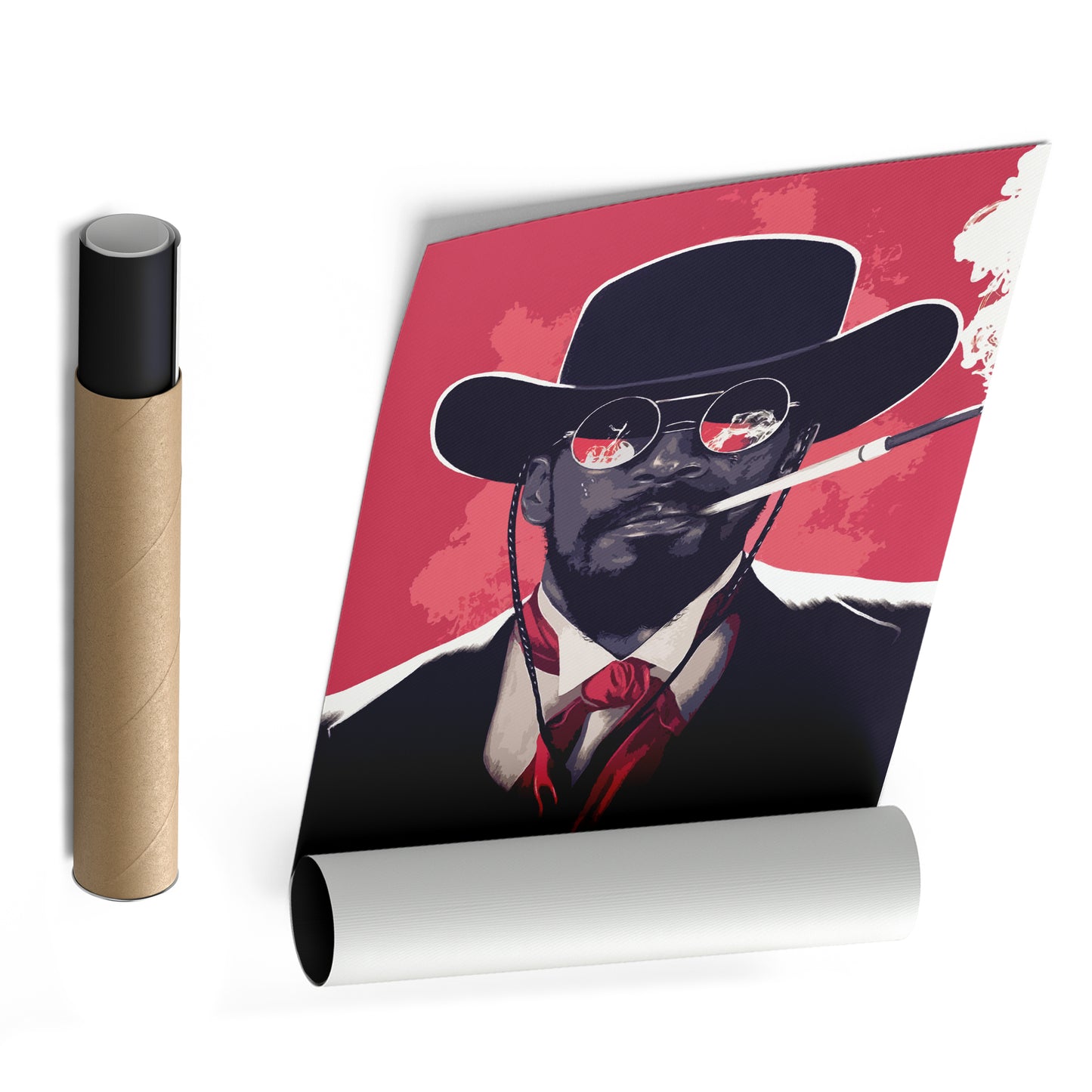 Django Unchained Illustration Canvas Wall Art – Western Movie Decor