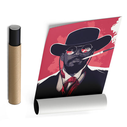 Django Unchained Illustration Canvas Wall Art – Western Movie Decor