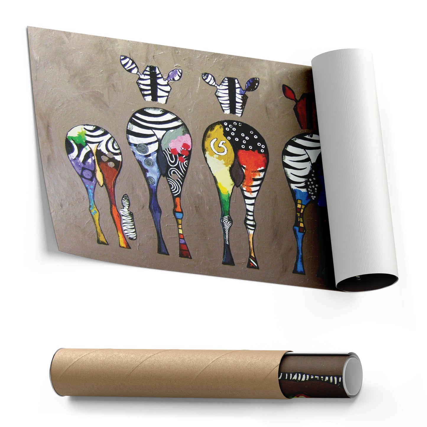 Abstract Colorful Zebra Print - Canvas Wall Art