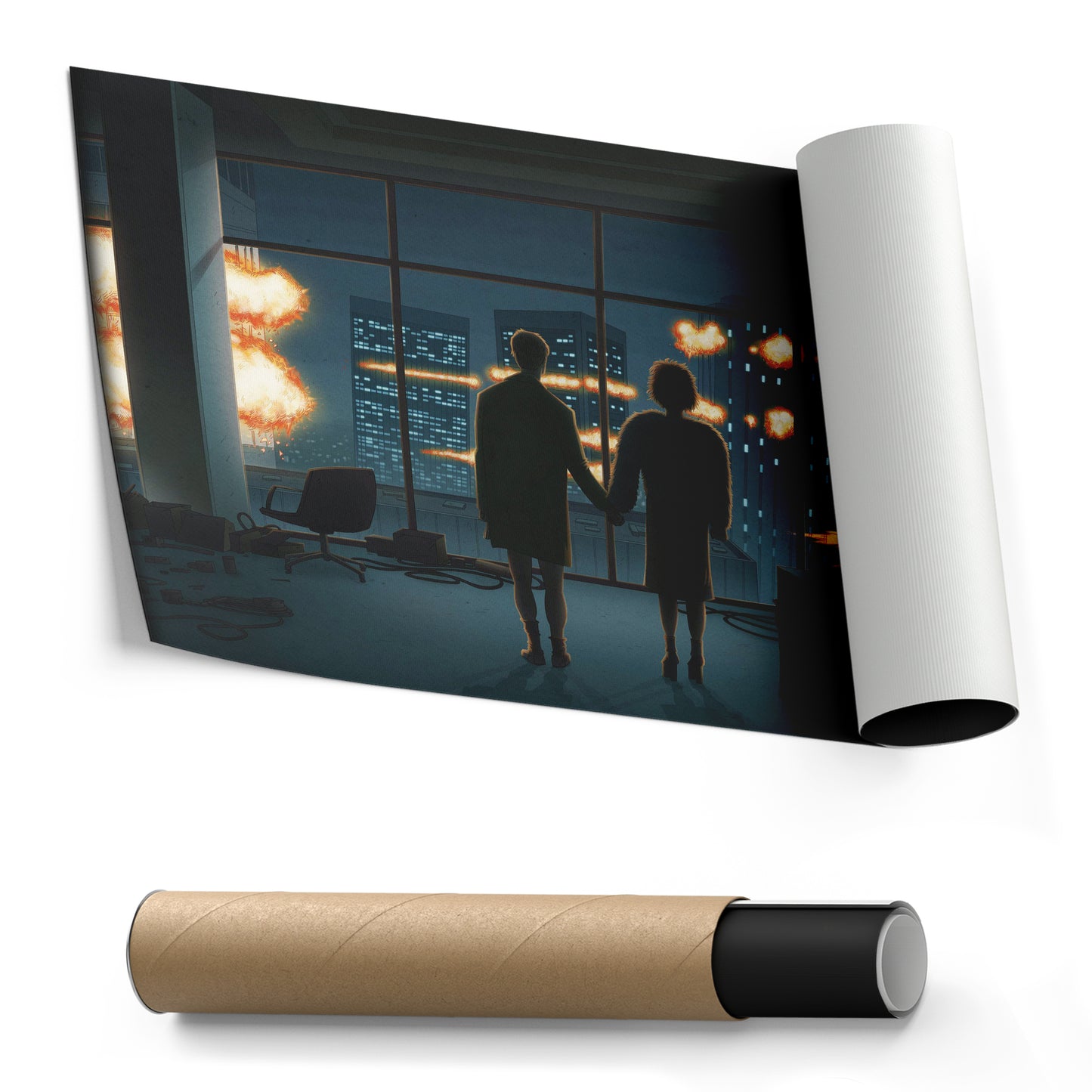 Fight Club Man and Woman Silhouette Canvas Wall Art – Movie Art Decor
