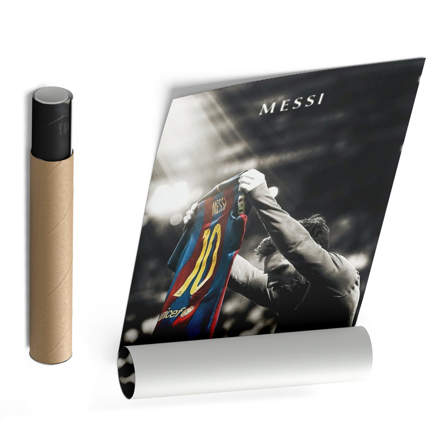 Lionel Messi Iconic Celebration Canvas Wall Art – Football Star Poster