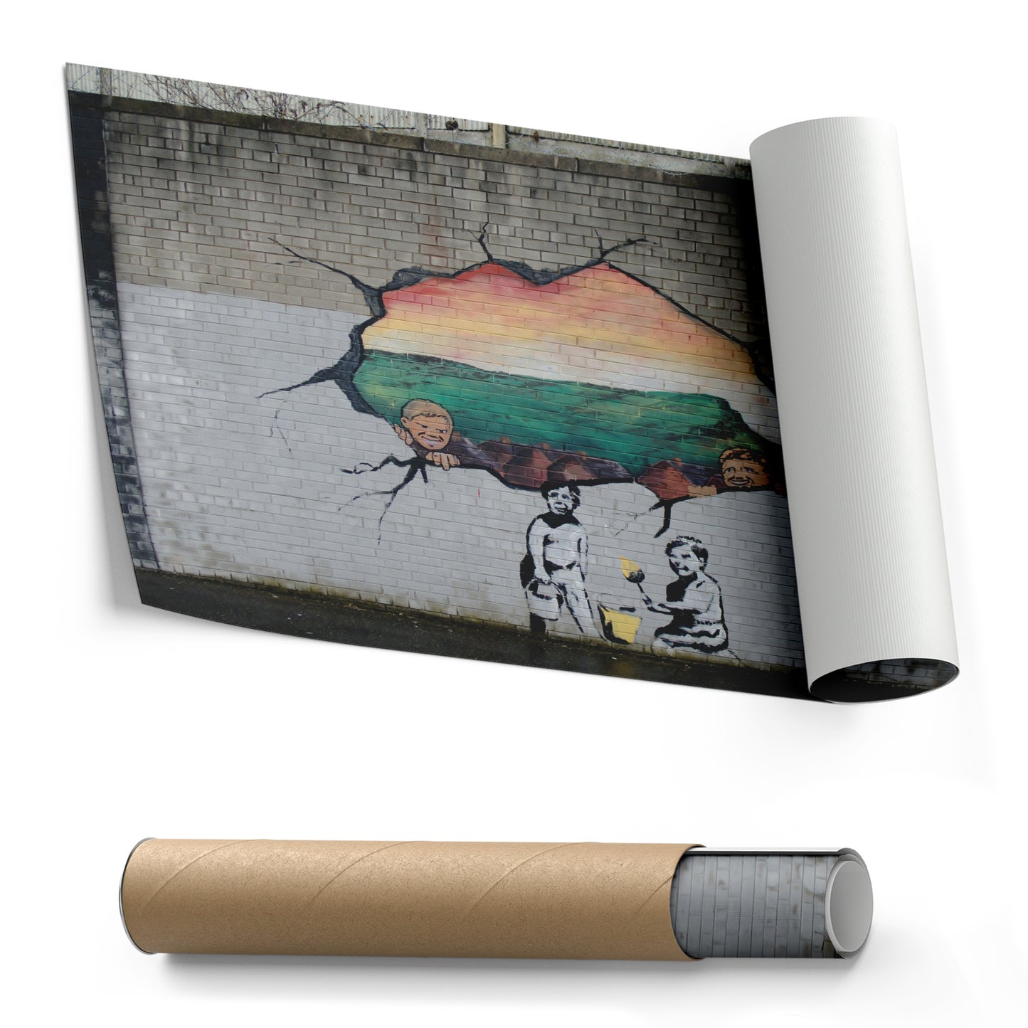 Banksy 'Graffiti Hole Wall' Canvas Print - Framed Wall Art