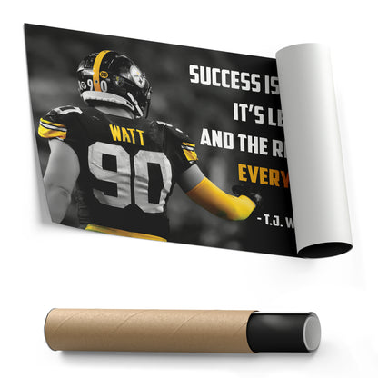 T.J. Watt Quote Canvas Art - Pittsburgh Steelers NFL Wall Decor Print