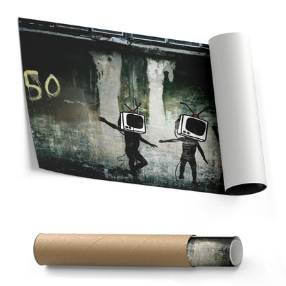 Banksy 'Television' Canvas Print - Framed Wall Art