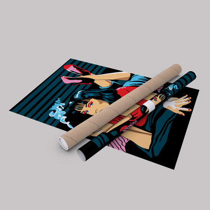 Pulp Fiction Uma Thurman Illustration Canvas Art – Cinematic Art Lovers Decor