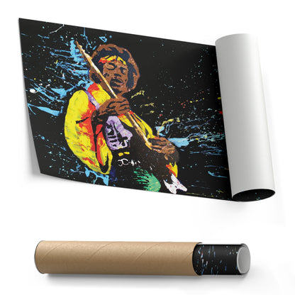Jimi Hendrix Abstract Canvas Wall Art – Rock Music Legend Home Decor