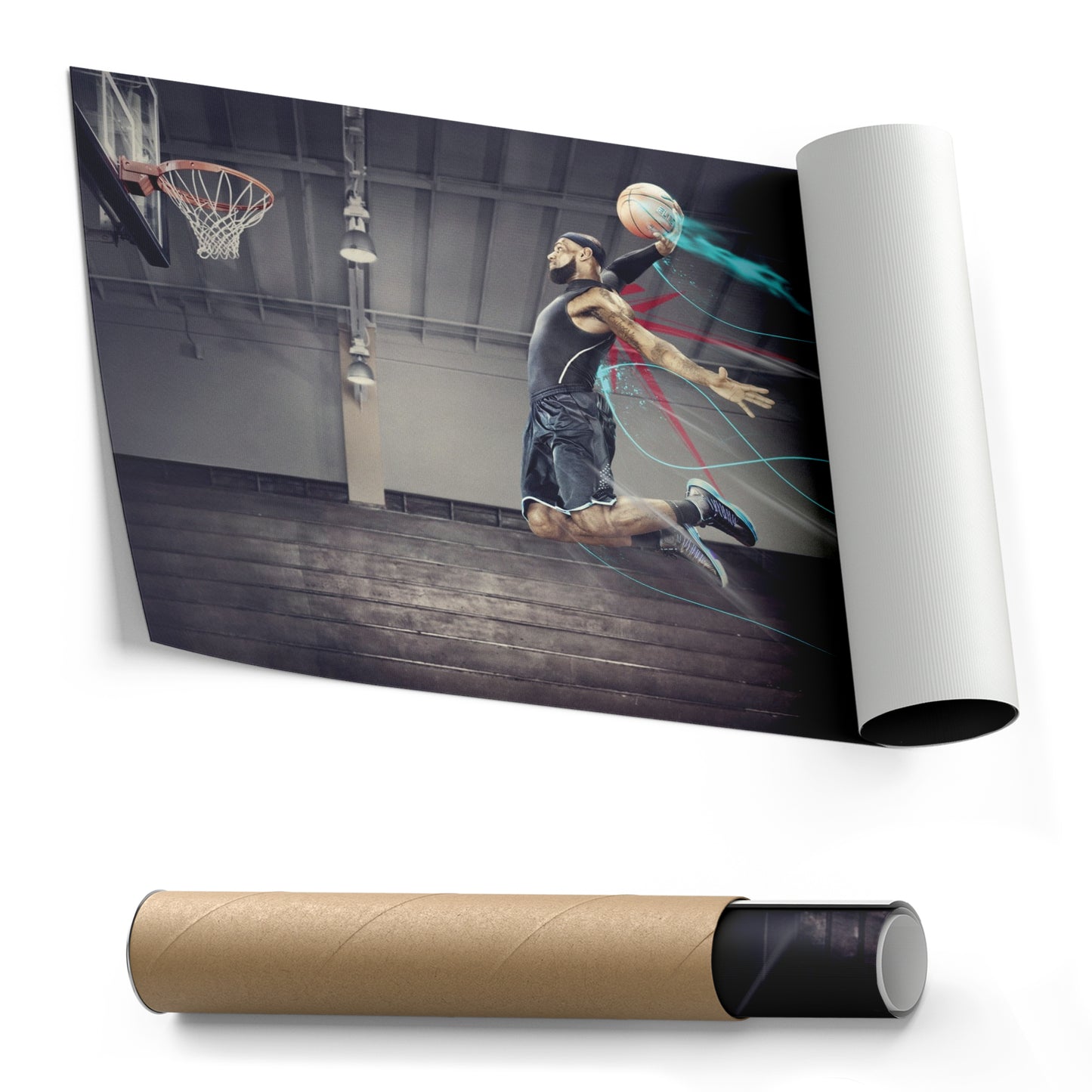 LeBron James Slum Dunk Art Effect Canvas Wall Art – Basketball Art Decor