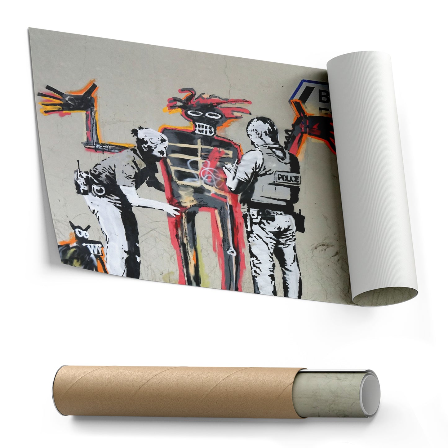 Banksy x Basquiat 'Installer' Canvas Print - Framed Wall Art