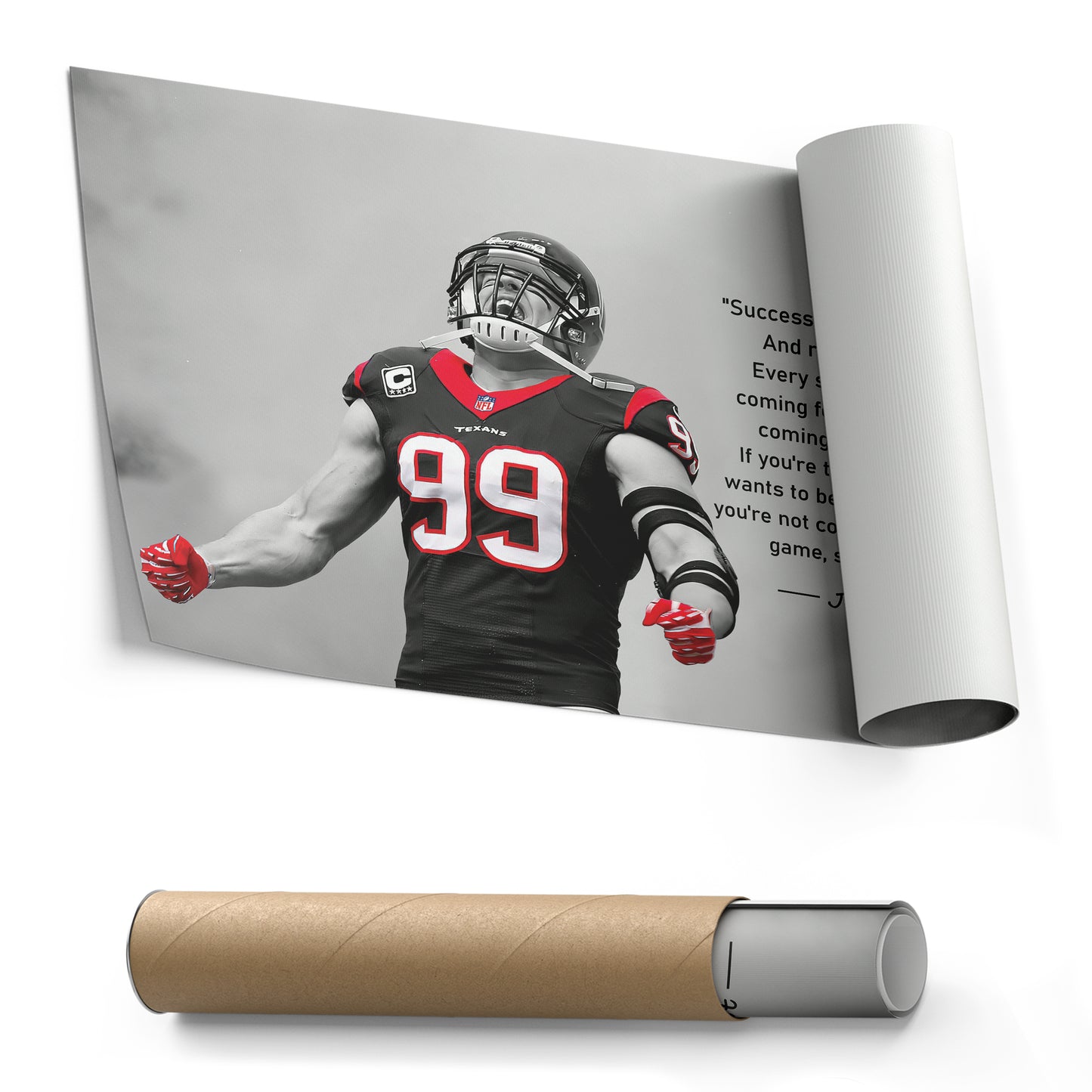 J.J. Watt Motivational Quote Canvas Wall Art Decor - NFL Legend Art
