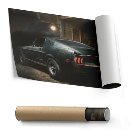 1968 Mustang Bullitt Canvas Wall Art – Iconic Muscle Car Decor