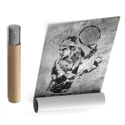 Roger Federer Tennis Canvas Wall Art – Grunge Texture Sports Legend Decor