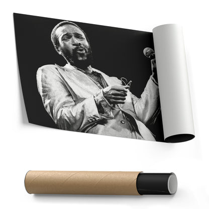 Marvin Gaye Black and White Canvas Art – Soul Singer Poster Wall Decor