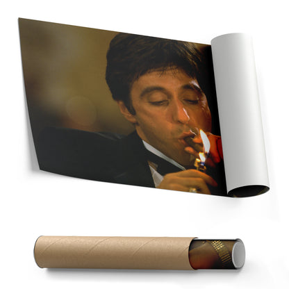 Scarface Tony Montana Smoking Canvas Art – Iconic Movie Character Decor