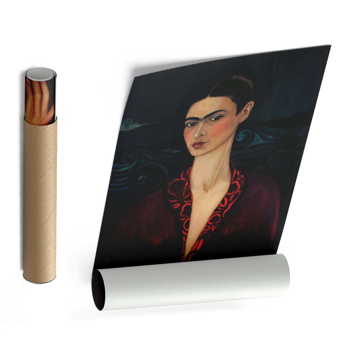 Frida Kahlo Poster with Red Dress Canvas Wall Art Home Decor Framed Art